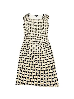 White House Black Market Black and Cream Geometric Sleeveless Midi Dress
